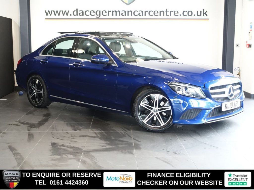 Used 2019 BLUE MERCEDES-BENZ C-CLASS Saloon 2.0 C220d Sport (Premium Plus) Saloon 4dr Diesel G-Tronic+ Euro 6 (s/s) (194 ps) (reg. 2019-06-05) for sale in Altrincham