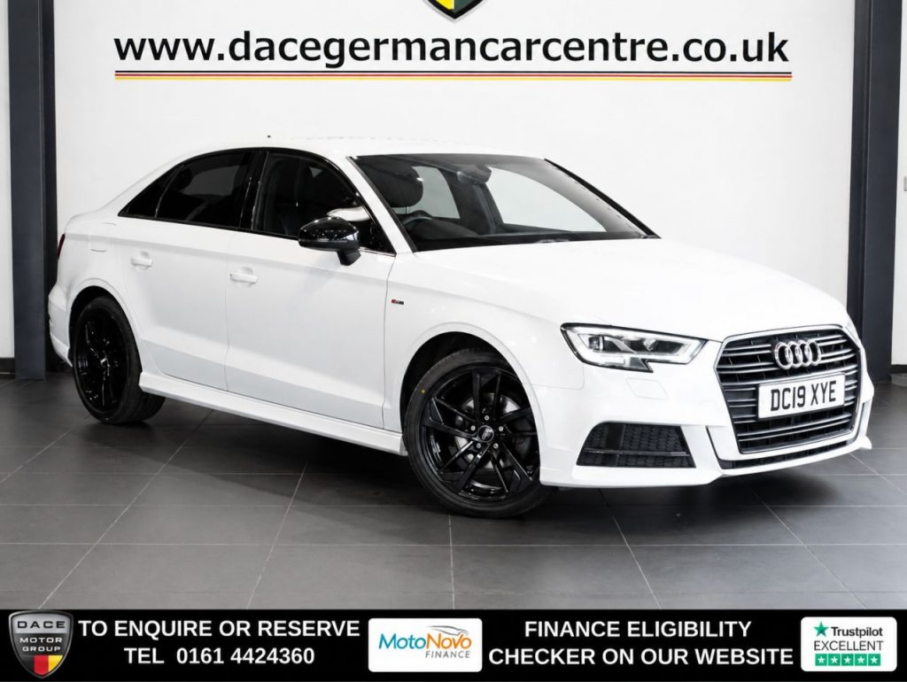 Used 2019 WHITE AUDI A3 Saloon 1.0 TFSI 30 Black Edition Saloon 4dr Petrol Manual Euro 6 (s/s) (116 ps) (reg. 2019-08-14) for sale in Altrincham