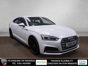 Used 2019 WHITE AUDI A5 Hatchback 2.0 TFSI 40 S line Sportback 5dr Petrol S Tronic Euro 6 (s/s) (190 ps) (reg. 2019-12-31) for sale in Altrincham