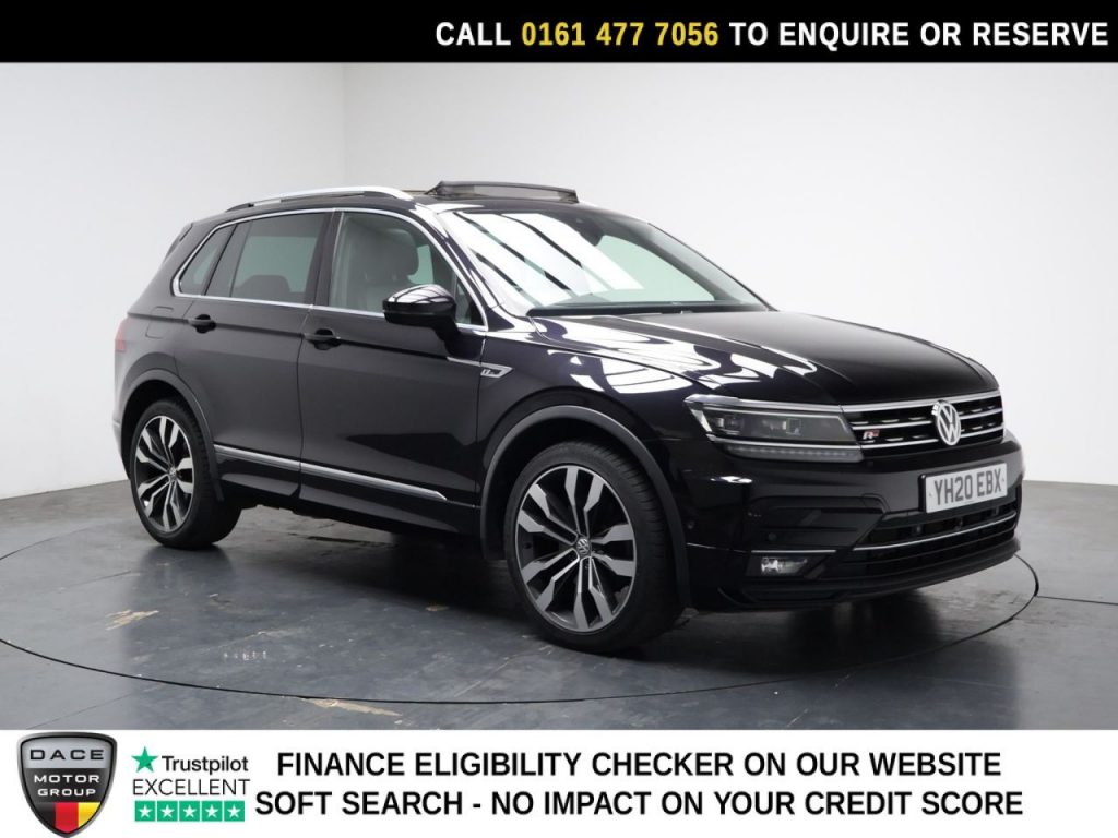 Used 2020 BLACK VOLKSWAGEN TIGUAN SUV 2.0 TDI R-Line Tech SUV 5dr Diesel DSG 4Motion Euro 6 (s/s) (190 ps) (reg. 2020-03-10) for sale in Stockport