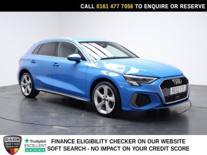 Used 2022 BLUE AUDI A3 Hatchback 1.4 TFSIe 40 S line Sportback 5dr Petrol Plug-in Hybrid S Tronic Euro 6 (s/s) 13kWh (204 ps) (reg. 2022-04-29) for sale in Stockport