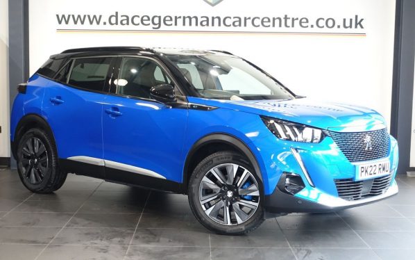 Used 2022 BLUE PEUGEOT E-2008 SUV 50kWh GT Premium SUV 5dr Electric Auto (136 ps) (reg. 2022-03-30) for sale in Altrincham