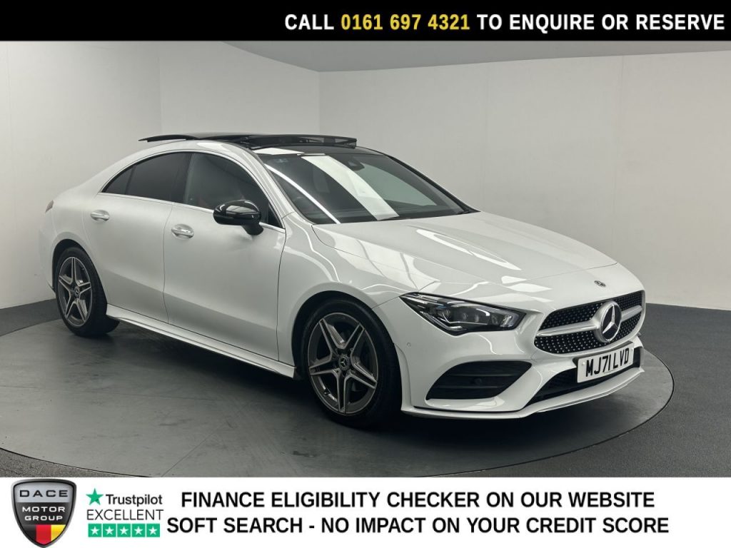 Used 2022 WHITE MERCEDES-BENZ CLA Saloon 1.3 CLA180 AMG Line (Premium Plus 2) Coupe 4dr Petrol 7G-DCT Euro 6 (s/s) (136 ps) (reg. 2022-01-13) for sale in Manchester