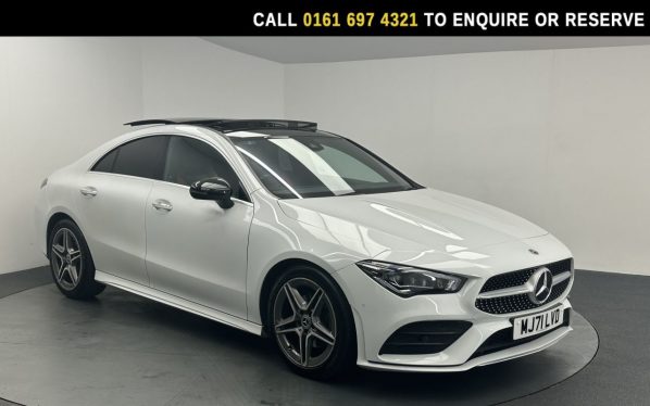 Used 2022 WHITE MERCEDES-BENZ CLA Saloon 1.3 CLA180 AMG Line (Premium Plus 2) Coupe 4dr Petrol 7G-DCT Euro 6 (s/s) (136 ps) (reg. 2022-01-13) for sale in Manchester