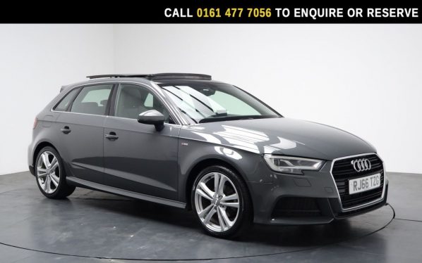 Used 2016 GREY AUDI A3 Hatchback 2.0 TDI S line Sportback 5dr Diesel Manual Euro 6 (s/s) (150 ps) (reg. 2016-12-06) for sale in Stockport