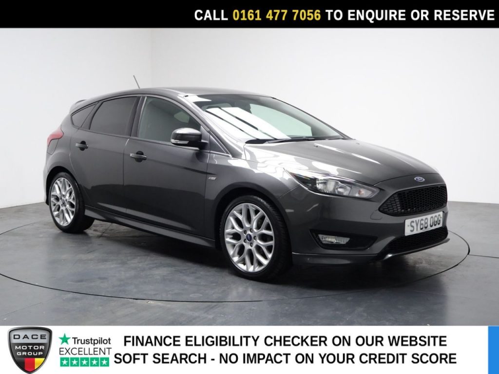 Used 2018 GREY FORD FOCUS Hatchback 1.0T EcoBoost ST-Line Hatchback 5dr Petrol Manual Euro 6 (s/s) (140 ps) (reg. 2018-09-01) for sale in Stockport