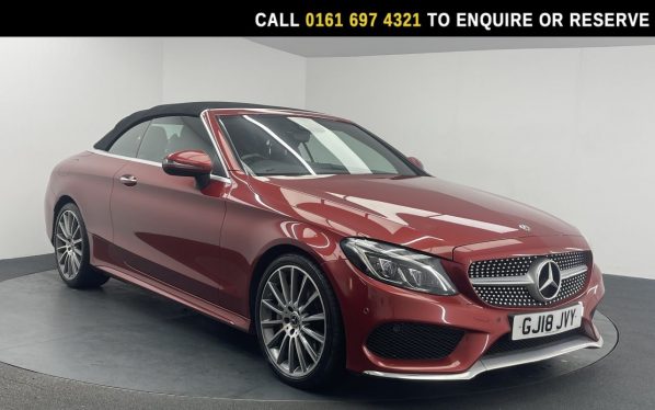 Used 2018 RED MERCEDES-BENZ C-CLASS Convertible 2.0 C300 AMG Line (Premium Plus) Cabriolet 2dr Petrol G-Tronic+ Euro 6 (s/s) (245 ps) (reg. 2018-03-23) for sale in Manchester