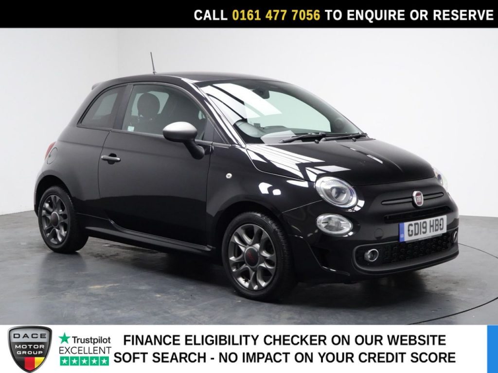 Used 2019 BLACK FIAT 500 Hatchback 1.2 S Hatchback 3dr Petrol Manual Euro 6 (s/s) (69 bhp) (reg. 2019-04-27) for sale in Stockport