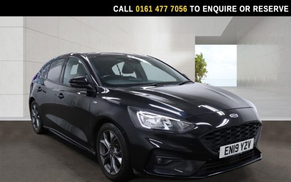 Used 2019 BLACK FORD FOCUS Hatchback 1.0T EcoBoost ST-Line Hatchback 5dr Petrol Manual Euro 6 (s/s) (125 ps) (reg. 2019-05-23) for sale in Stockport