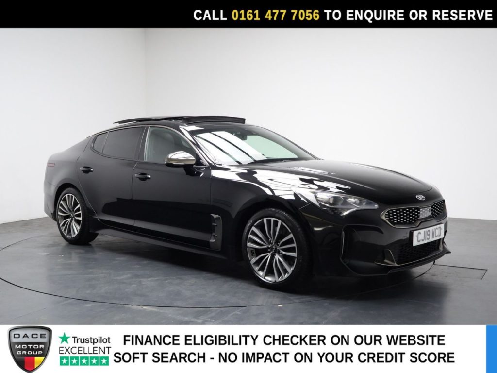Used 2019 BLACK KIA STINGER Hatchback 2.0 T-GDi GT-Line S Gran Turismo 5dr Petrol Auto Euro 6 (s/s) (242 bhp) (reg. 2019-07-09) for sale in Stockport
