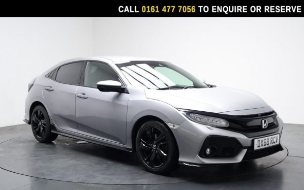 Used 2019 SILVER HONDA CIVIC Hatchback 1.5 VTEC Turbo GPF Sport Hatchback 5dr Petrol CVT Euro 6 (s/s) (182 ps) (reg. 2019-01-30) for sale in Stockport