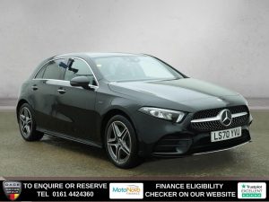 Used 2020 BLACK MERCEDES-BENZ A-CLASS Hatchback 1.3 A250e 15.6kWh AMG Line (Premium 2) Hatchback 5dr Petrol Plug-in Hybrid 8G-DCT Euro 6 (s/s) (218 ps) (reg. 2020-09-30) for sale in Altrincham