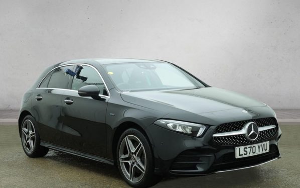 Used 2020 BLACK MERCEDES-BENZ A-CLASS Hatchback 1.3 A250e 15.6kWh AMG Line (Premium 2) Hatchback 5dr Petrol Plug-in Hybrid 8G-DCT Euro 6 (s/s) (218 ps) (reg. 2020-09-30) for sale in Altrincham