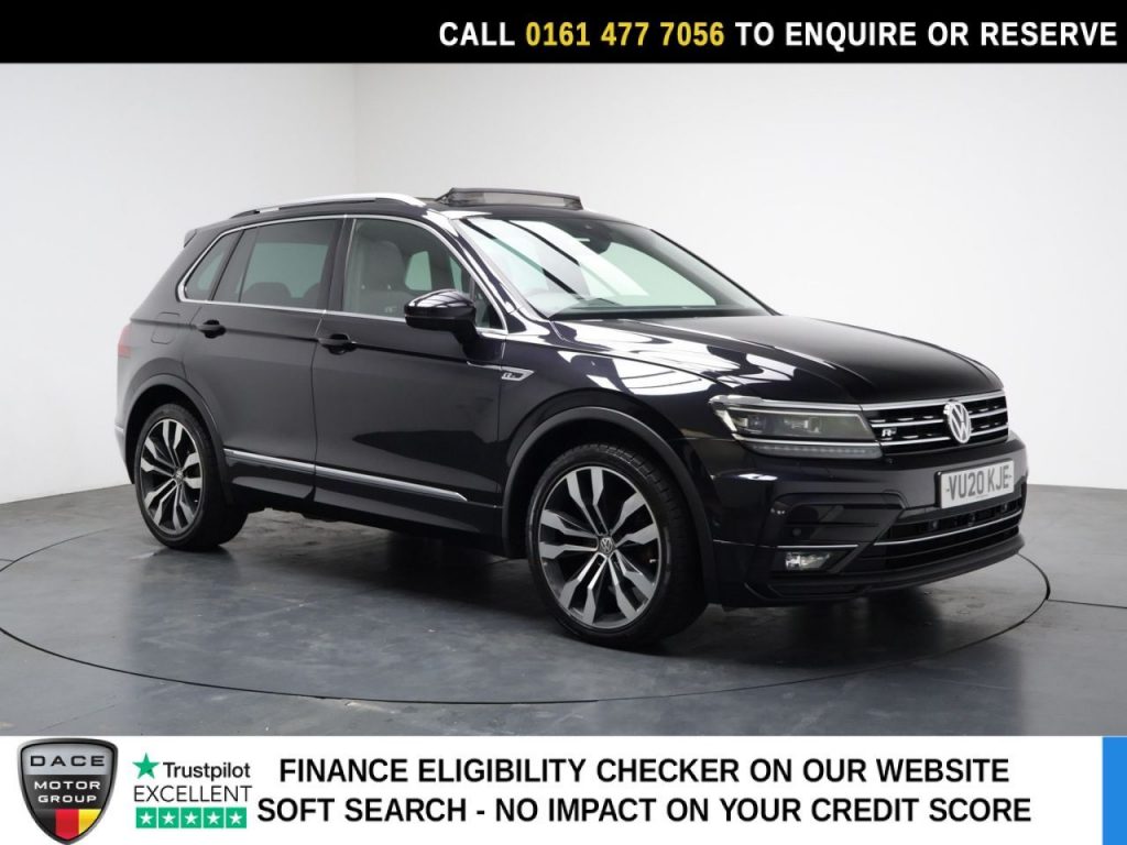 Used 2020 BLACK VOLKSWAGEN TIGUAN SUV 1.5 TSI EVO R-Line Tech SUV 5dr Petrol DSG Euro 6 (s/s) (150 ps) (reg. 2020-07-13) for sale in Stockport