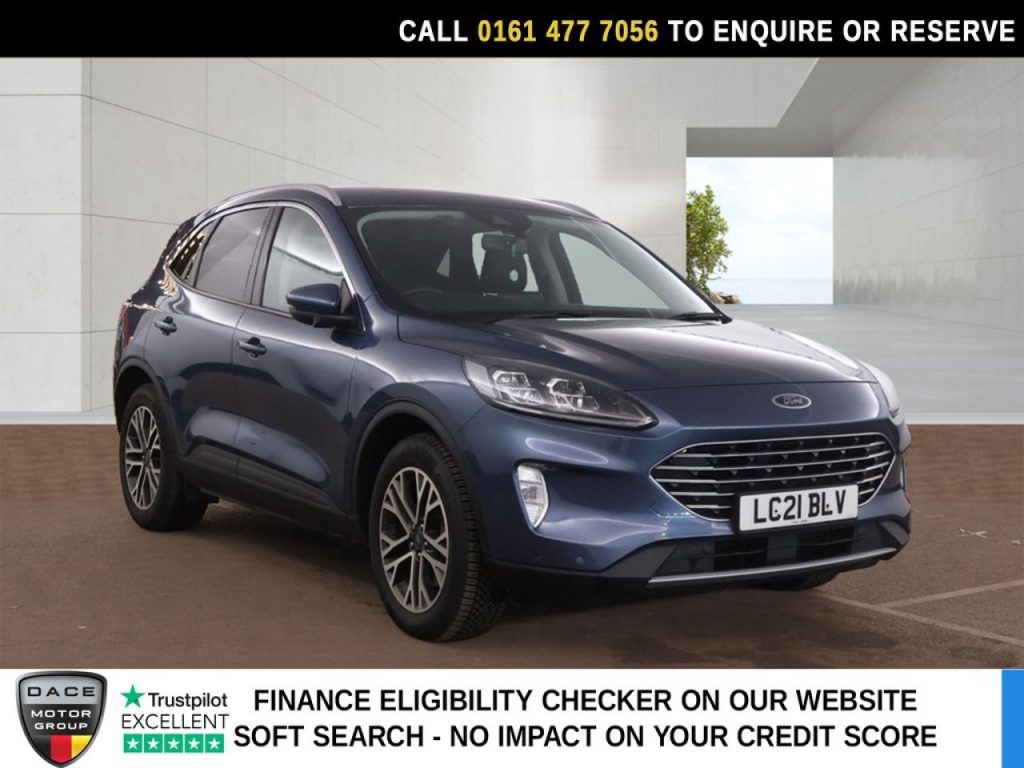 Used 2021 BLUE FORD KUGA SUV 2.5 EcoBoost Duratec 14.4kWh Titanium SUV 5dr Petrol Plug-in Hybrid CVT Euro 6 (s/s) (225 ps) (reg. 2021-06-29) for sale in Stockport