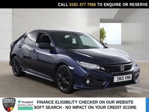 Used 2021 BLUE HONDA CIVIC Hatchback 1.5 VTEC Turbo Sport Hatchback 5dr Petrol Manual Euro 6 (s/s) (182 ps) (reg. 2021-07-07) for sale in Stockport