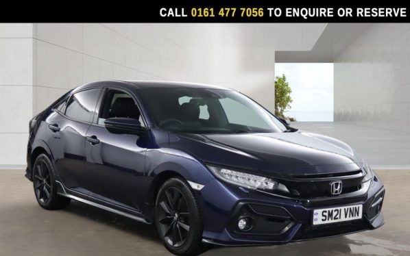 Used 2021 BLUE HONDA CIVIC Hatchback 1.5 VTEC Turbo Sport Hatchback 5dr Petrol Manual Euro 6 (s/s) (182 ps) (reg. 2021-07-07) for sale in Stockport