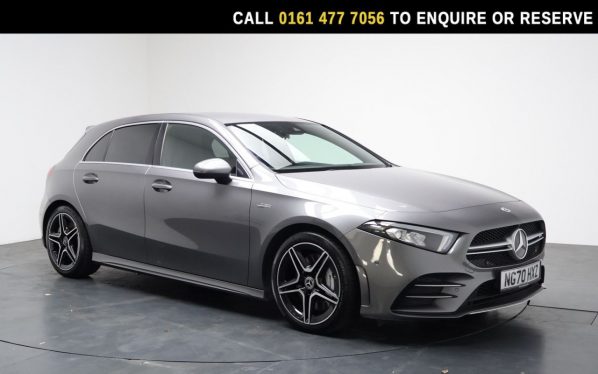 Used 2021 GREY MERCEDES-BENZ A-CLASS Hatchback 2.0 A35 AMG (Executive) Hatchback 5dr Petrol SpdS DCT 4MATIC Euro 6 (s/s) (306 ps) (reg. 2021-02-26) for sale in Stockport