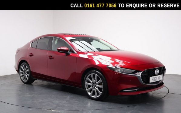Used 2021 RED MAZDA MAZDA3 Saloon 2.0 e-SKYACTIV-X MHEV Sport Lux Saloon 4dr Petrol Manual Euro 6 (s/s) (186 ps) (reg. 2021-04-28) for sale in Stockport