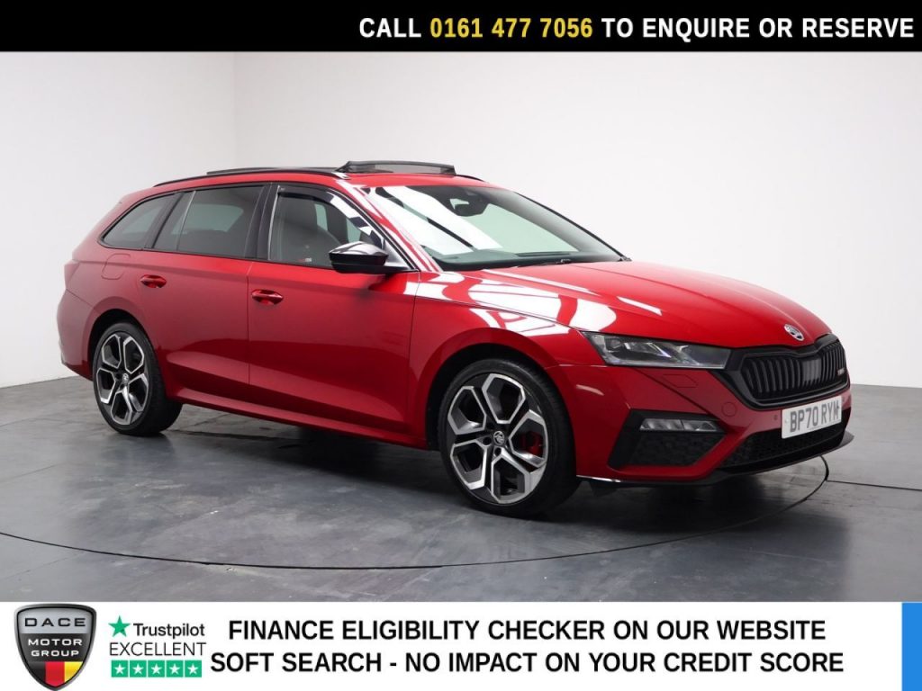 Used 2021 RED SKODA OCTAVIA Estate 1.4 TSI iV 13kWh vRS Estate 5dr Petrol Plug-in Hybrid DSG Euro 6 (s/s) (245 ps) (reg. 2021-02-25) for sale in Stockport