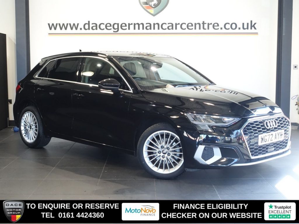 Used 2022 BLACK AUDI A3 Hatchback 2.0 TDI 35 Sport Sportback 5dr Diesel S Tronic Euro 6 (s/s) (150 ps) (reg. 2022-11-22) for sale in Altrincham
