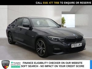 Used 2022 BLACK BMW 3 SERIES Saloon 2.0 330e 12kWh M Sport Saloon 4dr Petrol Plug-in Hybrid Auto xDrive Euro 6 (s/s) (292 ps) (reg. 2022-07-06) for sale in Stockport