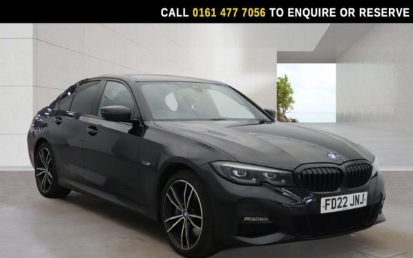 Used 2022 BLACK BMW 3 SERIES Saloon 2.0 330e 12kWh M Sport Saloon 4dr Petrol Plug-in Hybrid Auto xDrive Euro 6 (s/s) (292 ps) (reg. 2022-07-06) for sale in Stockport
