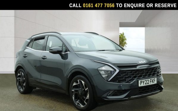 Used 2022 GREY KIA SPORTAGE SUV 1.6 T-GDi 13.8kWh GT-Line SUV 5dr Petrol Plug-in Hybrid Auto AWD Euro 6 (s/s) (261 bhp) (reg. 2022-06-28) for sale in Stockport