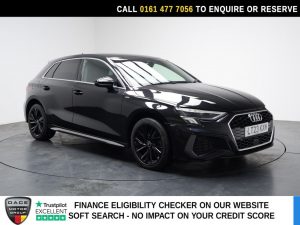 Used 2023 BLACK AUDI A3 Hatchback 1.4 TFSIe 40 S line Sportback 5dr Petrol Plug-in Hybrid S Tronic Euro 6 (s/s) 13kWh (204 ps) (reg. 2023-03-23) for sale in Stockport